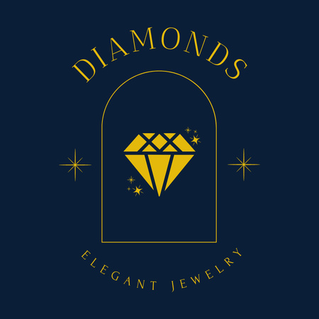 Jewelry Ad with Diamond in Blue Logo 1080x1080px Design Template