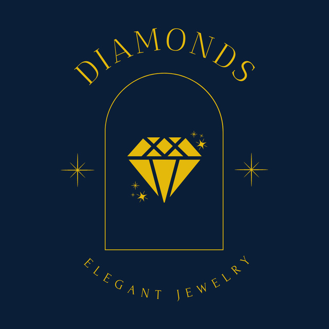 Jewelry Ad with Diamond in Blue Logo 1080x1080px Modelo de Design