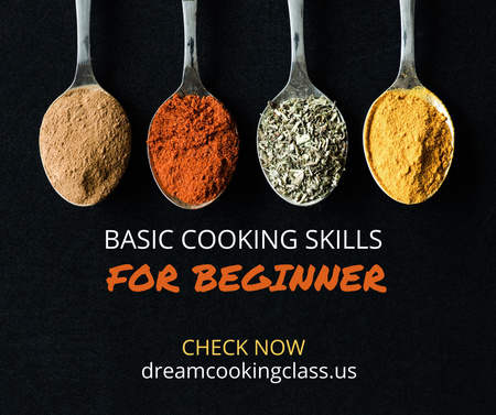 Cooking Courses Ad with Spices Facebook Design Template