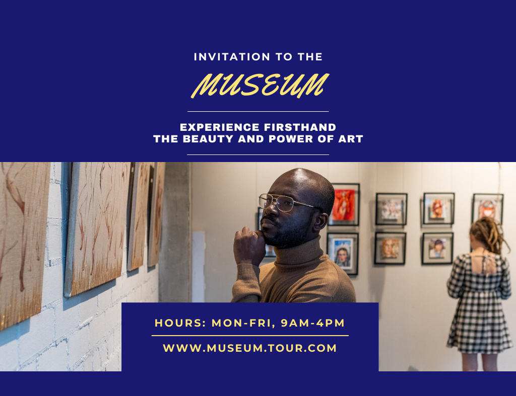 Art Museum Exhibition Announcement Invitation 13.9x10.7cm Horizontal – шаблон для дизайна