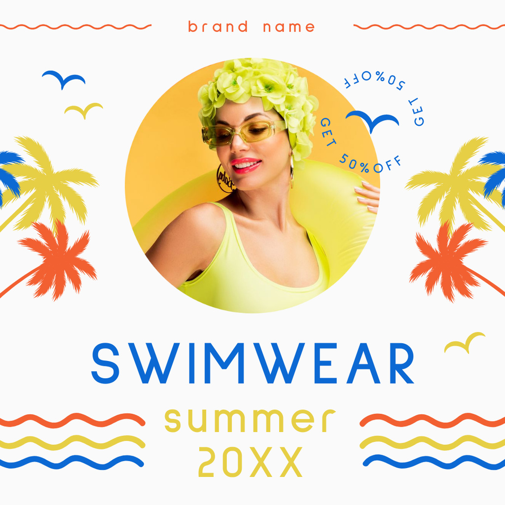 Fancy Woman for Summer Offer of Swimwear Instagram Design Template