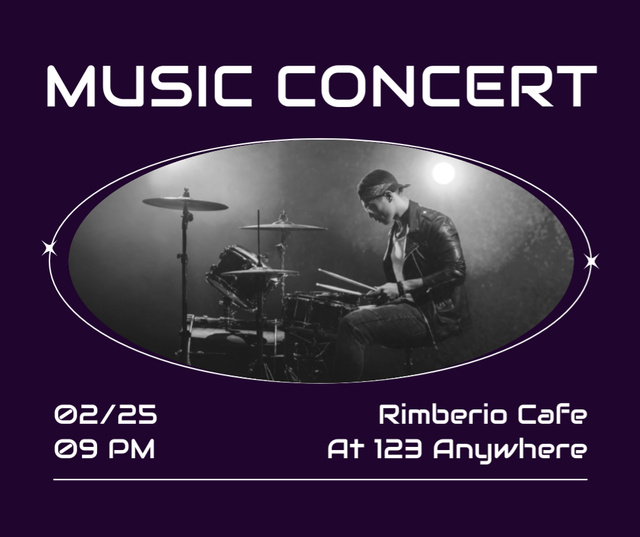Exquisite Drummer Music Concert In Cafe Announcement Facebook Tasarım Şablonu