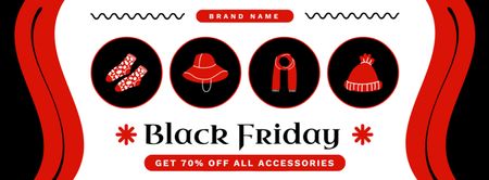 Black Friday Sale with Illustration of Various Clothes Facebook cover Design Template