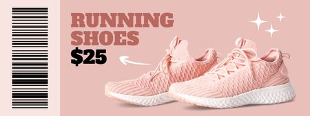 Pink Running Shoes for Sport Shop Promotion Coupon Design Template
