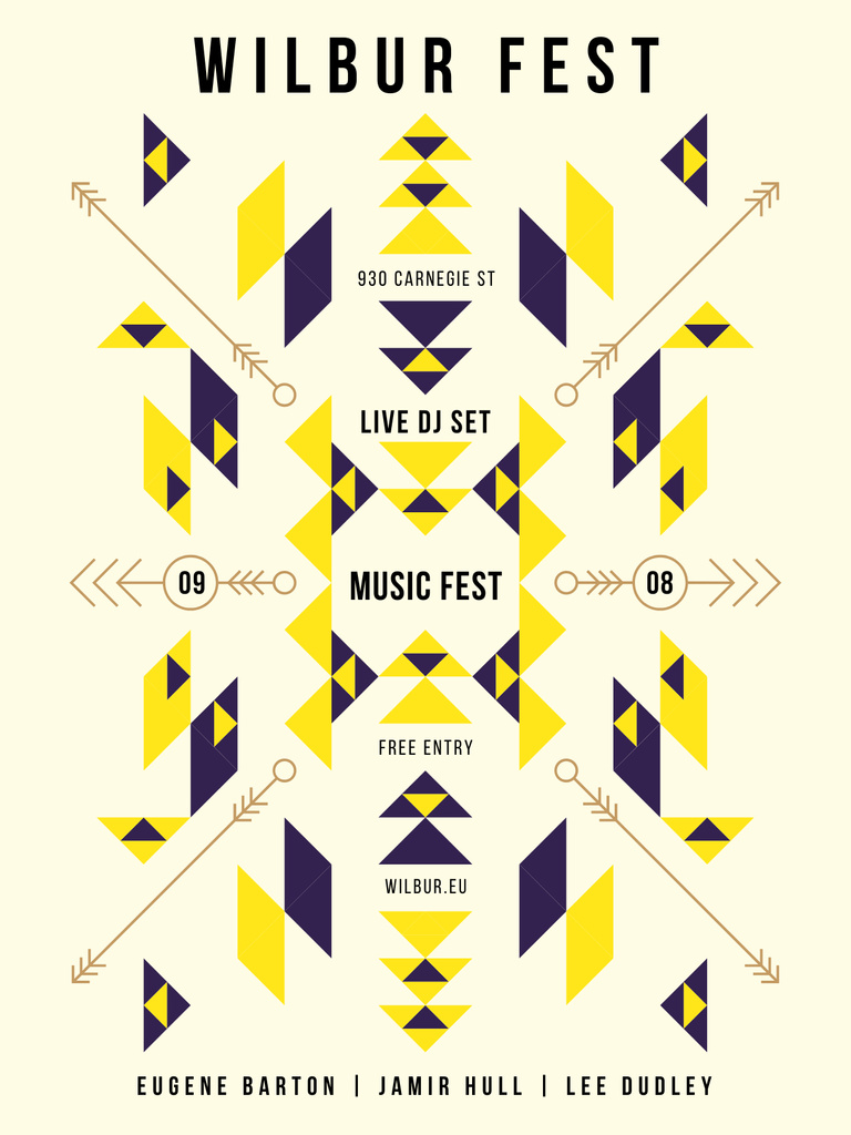 Exciting Music Fest Announcement With Geometric Ethnic Pattern Poster US Design Template