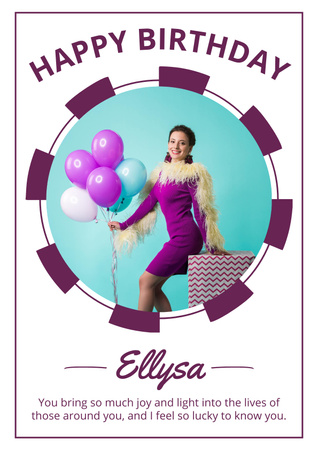 Ontwerpsjabloon van Poster van Gelukkige verjaardag aan feestvarken in paars