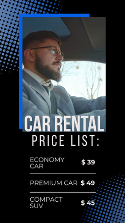 Car Rental Price List In Black Instagram Video Story tervezősablon