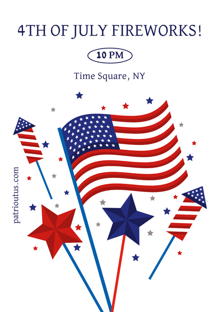 Plantilla de diseño de Independence Day Fireworks Poster 