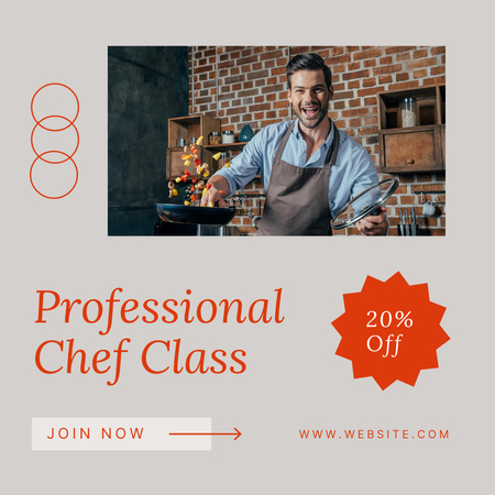 Anúncio de aulas de culinária de chef confiável com descontos Instagram Modelo de Design