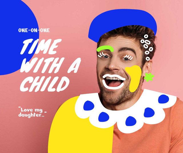 Funny Illustration of Man in Clown Costume Facebook – шаблон для дизайна