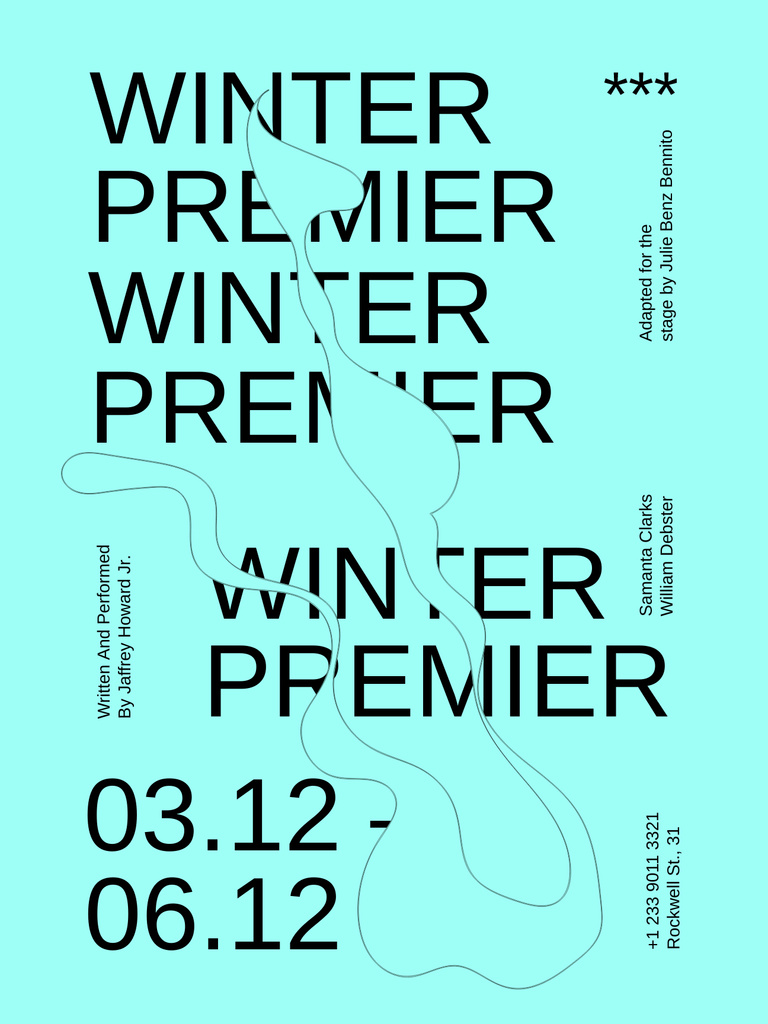 Winter Premiere Announcement on Blue Poster US Design Template