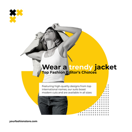 Designvorlage Anzeige einer modischen, trendigen Jacke für Instagram