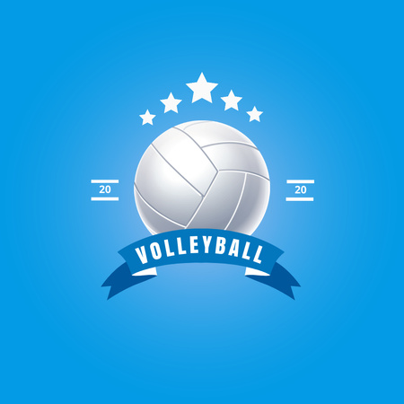 Volleyball Sport Club Emblem with White Stars Logo 1080x1080px – шаблон для дизайна