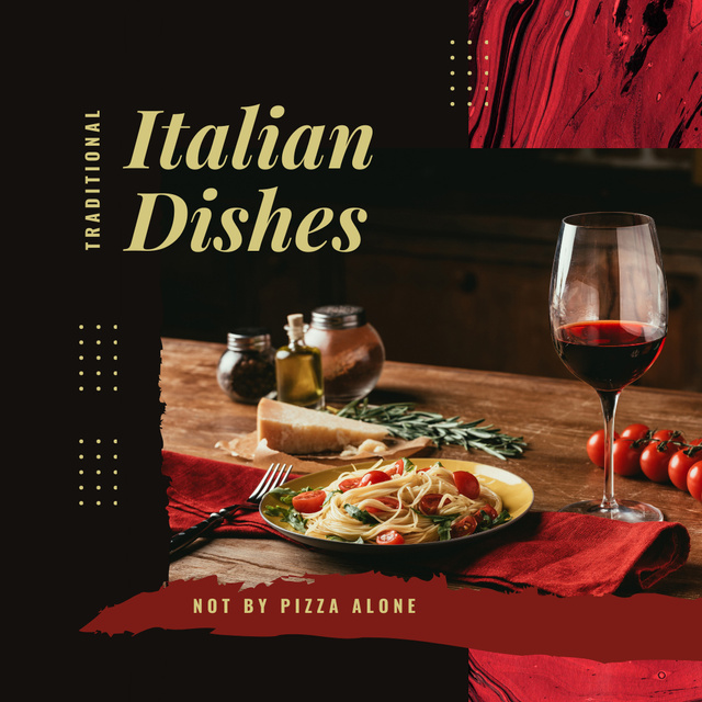 Designvorlage Italian pasta and wine für Instagram