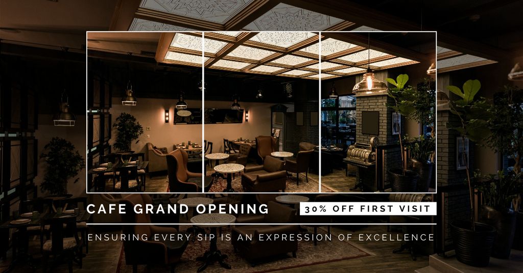 Designvorlage Ambient Cafe Grand Opening With Discount For First Visit für Facebook AD