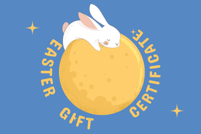 Easter Promotion with Rabbit on Moon Gift Certificate Design Template