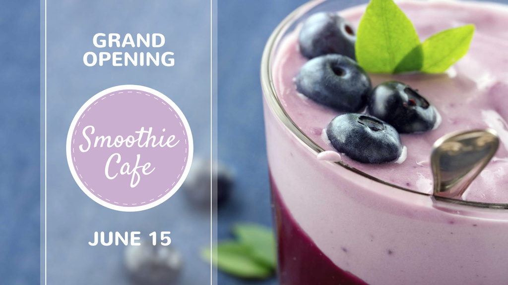 Smoothie Cafe Advertisement Blueberries Drink FB event coverデザインテンプレート