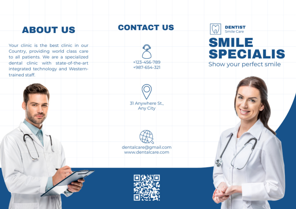 Services of Professional Dentists Brochure Šablona návrhu
