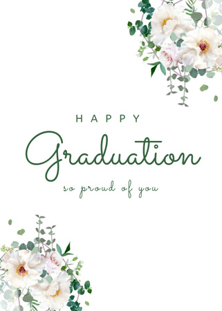 Lovely Graduation Greeting With Florals Postcard 5x7in Vertical Design Template