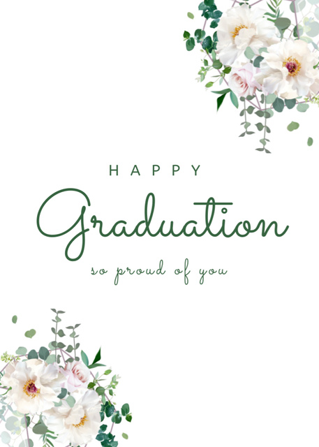Lovely Graduation Greeting With Florals Postcard 5x7in Vertical – шаблон для дизайна