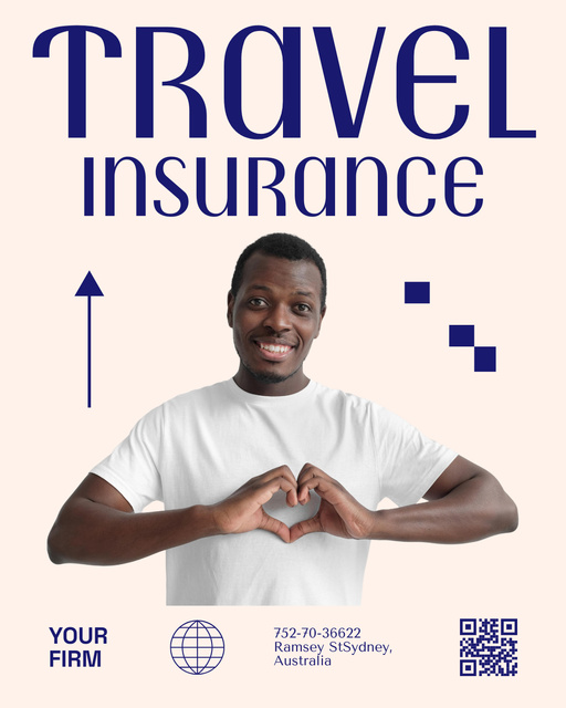 Ontwerpsjabloon van Poster 16x20in van Travel Insurance Offer with African American Man