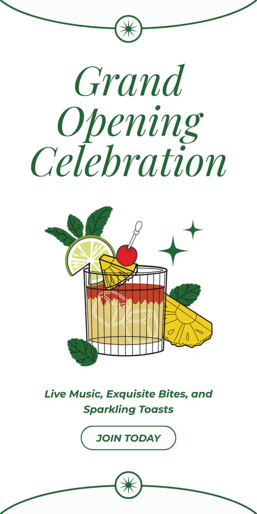 Yummy Cocktail For Grand Opening Celebration Graphic Design Template