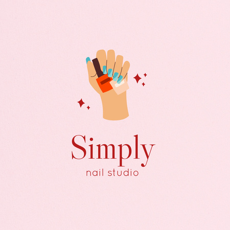 Glamorous Nail Salon Services Offer With Polish Logo 1080x1080px – шаблон для дизайну