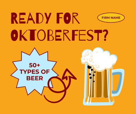 Various Types Of Beer For Oktoberfest Celebration Offer Facebook Design Template