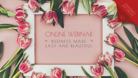 Webinar announcement in Tulips Frame FB event cover Design Template