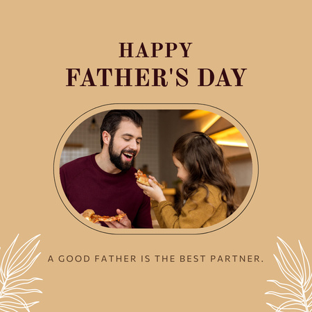 Father's Day Card with Happy Dad and Daughter Instagram Design Template