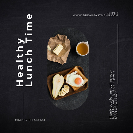 Healthy Lunch Idea with Egg Sandwich and Fruits Instagram Tasarım Şablonu