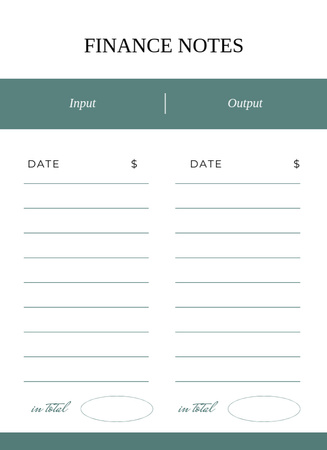 Finance Diary for budget Notepad 4x5.5in Design Template
