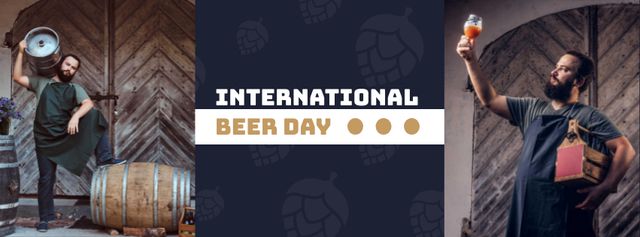 Beer Day Announcement with Brewer Facebook cover Tasarım Şablonu
