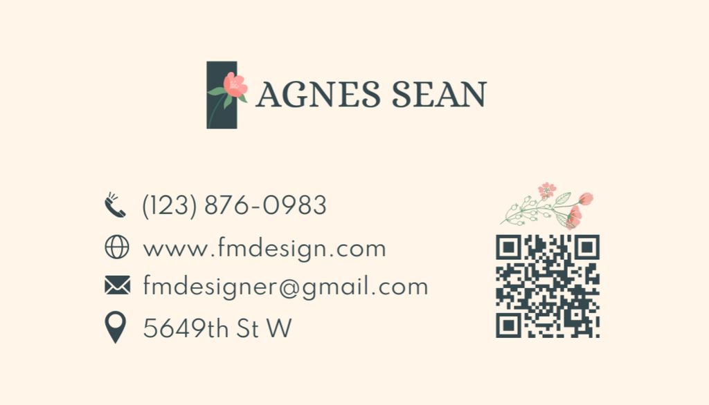 Ontwerpsjabloon van Business Card US van Flower Shop Promotion on Simple Beige Layout