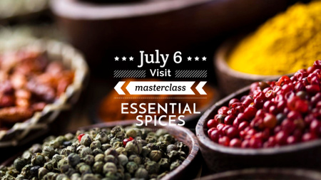 Masterclass ad with Spices and peppers FB event cover Design Template