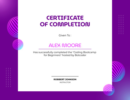 Award for Completion Coding Bootcamp for Beginners Certificate Design Template