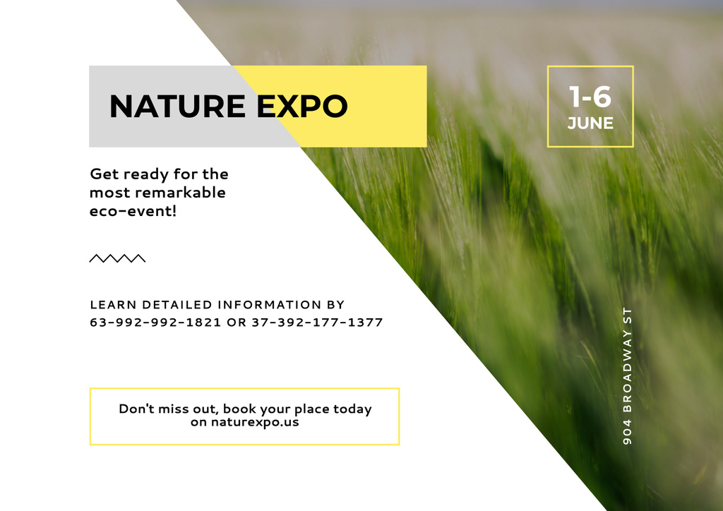 Nature Expo Ad with Green Grass Poster A2 Horizontal Πρότυπο σχεδίασης
