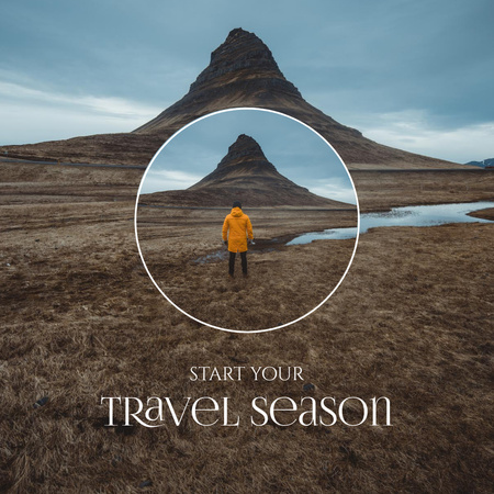 Travel Inspiration with Tourist in Field Instagram Design Template