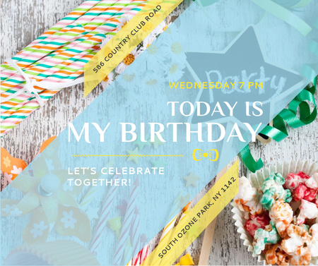 Birthday Party Invitation Bows and Ribbons Facebook tervezősablon