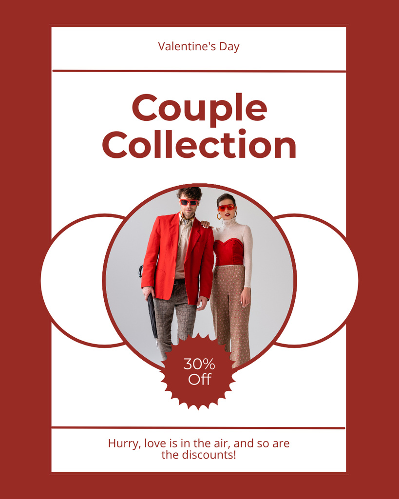 Plantilla de diseño de Couple Collection of Trendy Looks on Valentine's Day Instagram Post Vertical 