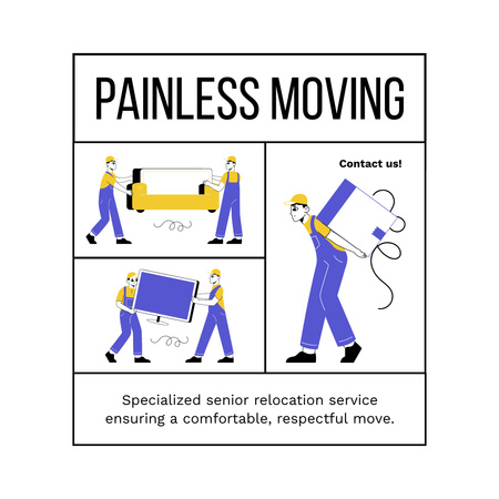 Ad of Painless Moving Services Instagram AD Design Template
