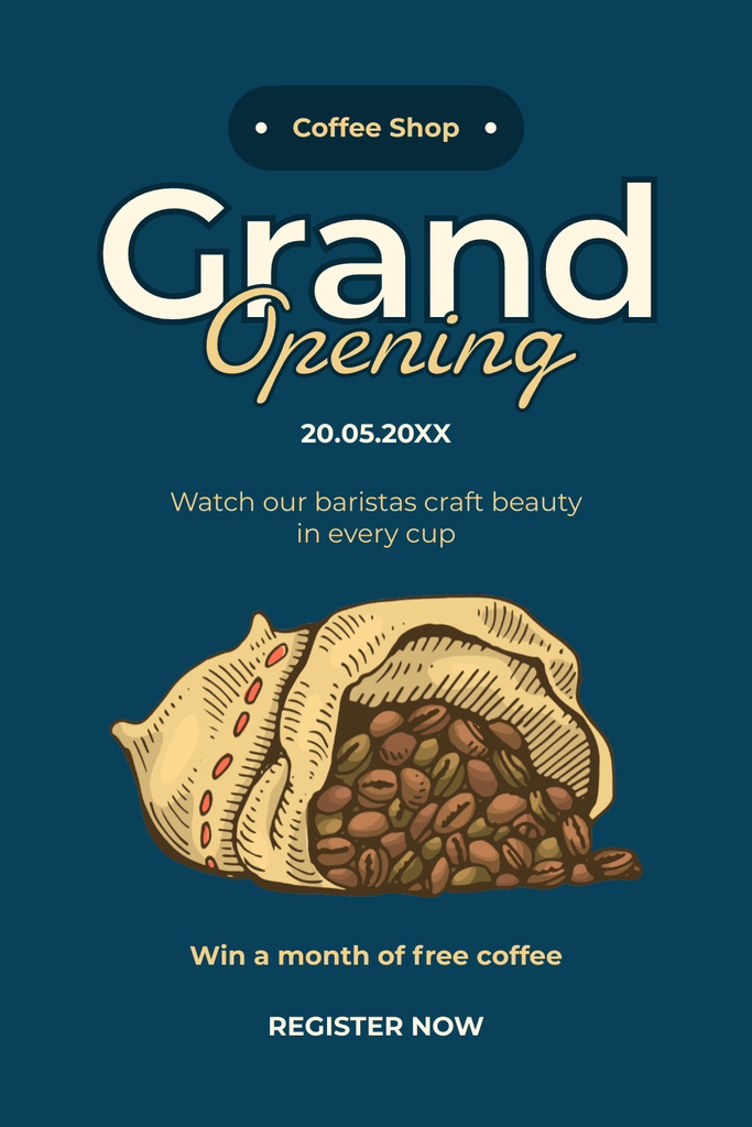 Platilla de diseño New Coffee Shop Opening With Raffle Pinterest