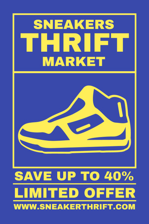 Sneakers Thrift Market Blue Pinterest Design Template
