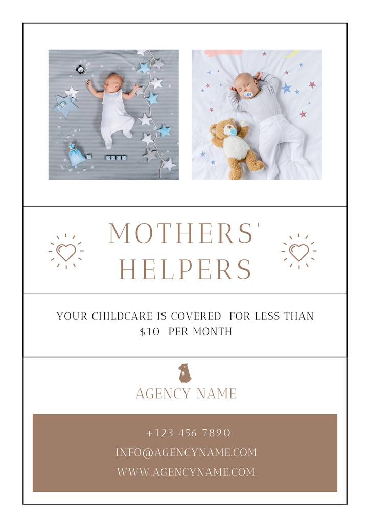 Babysitting and Mothers Helping Service Poster Design Template