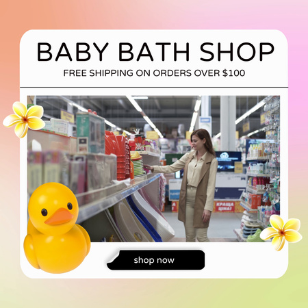 Baby Bath With Duck Offer With Free Shipping Animated Post Modelo de Design