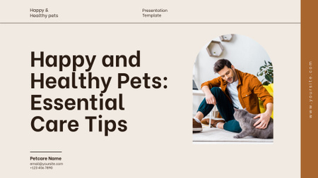 Essential Tips for Healthy and Happy Pets Presentation Wide Design Template