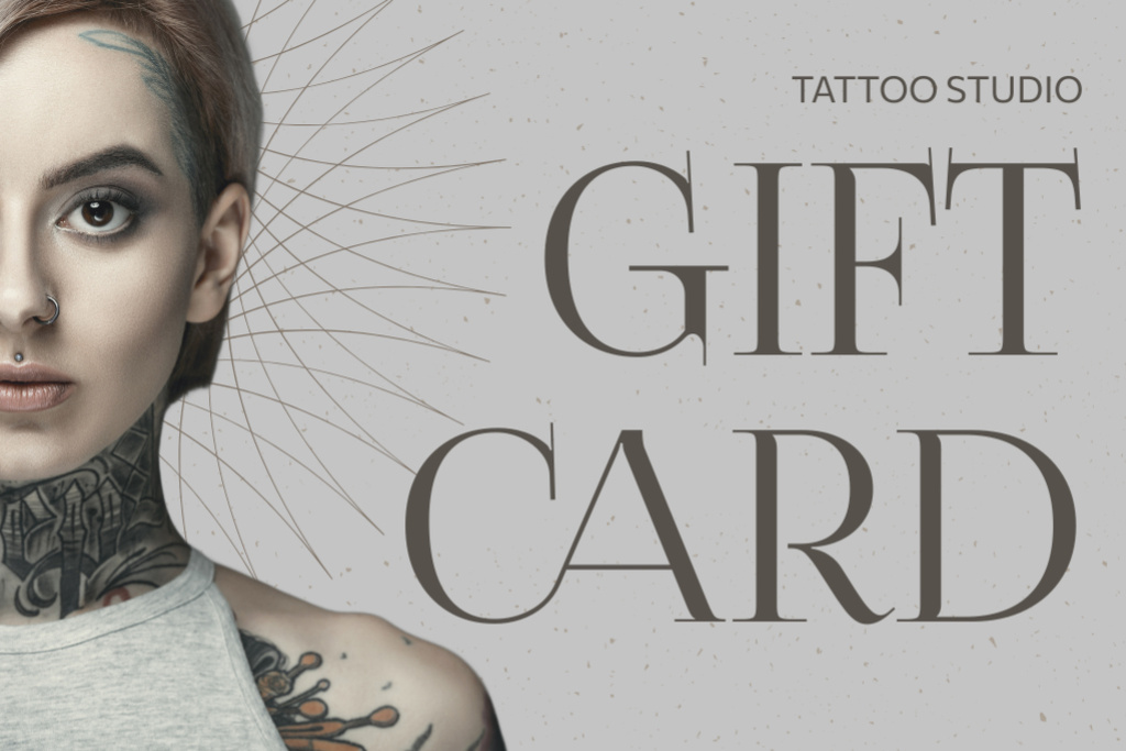 Colorful Tattoos In Studio Offer As Present Gift Certificate Design Template