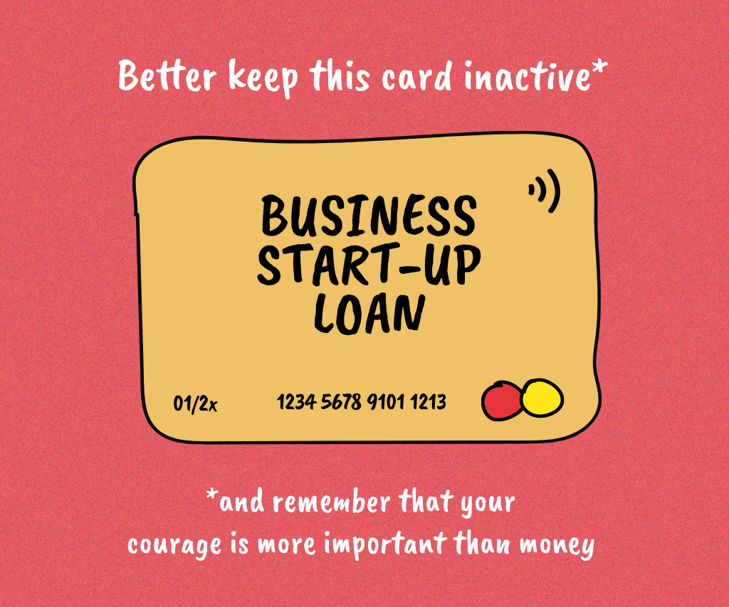 Start-up Loan concept with Credit Card Large Rectangle Design Template