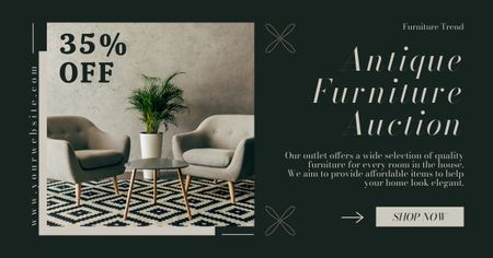 Antique Furniture Auction Announcement With Discounts Facebook AD Design Template