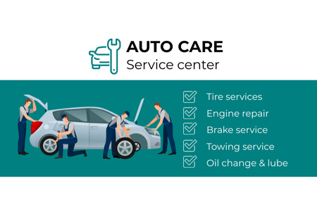 Car Repair Services List Business Card 85x55mm Design Template